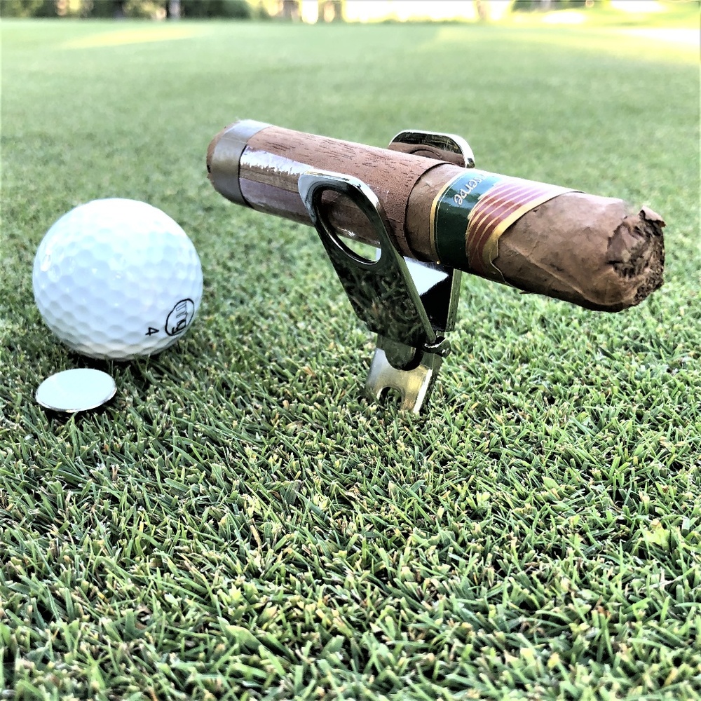 Cigar Holder with Golf Divot Tool
